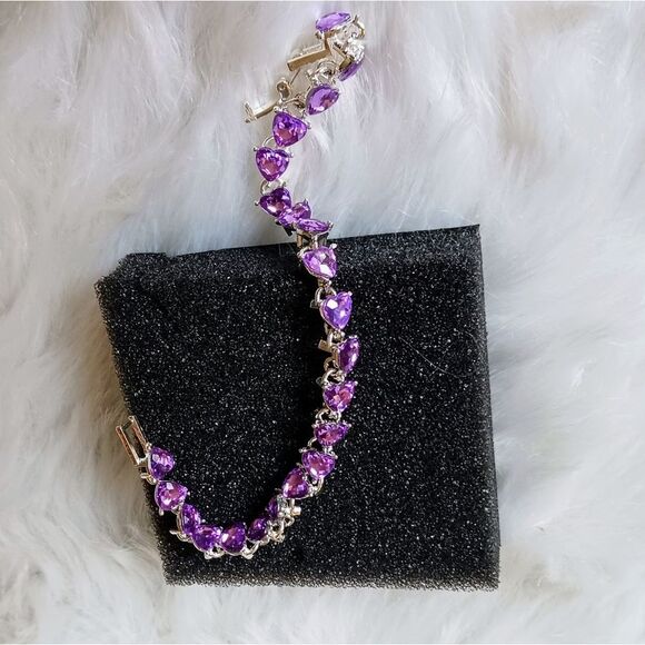 Purple Hearts Sterling Silver Bracelet - Picture 4 of 16